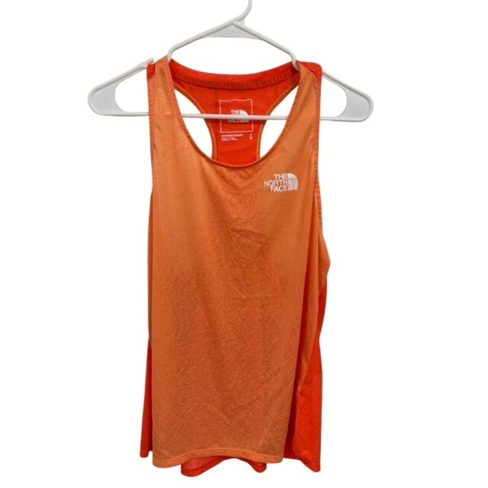 The North Face Womens Orange Racerback Running Tank Top Large Mesh Activewear